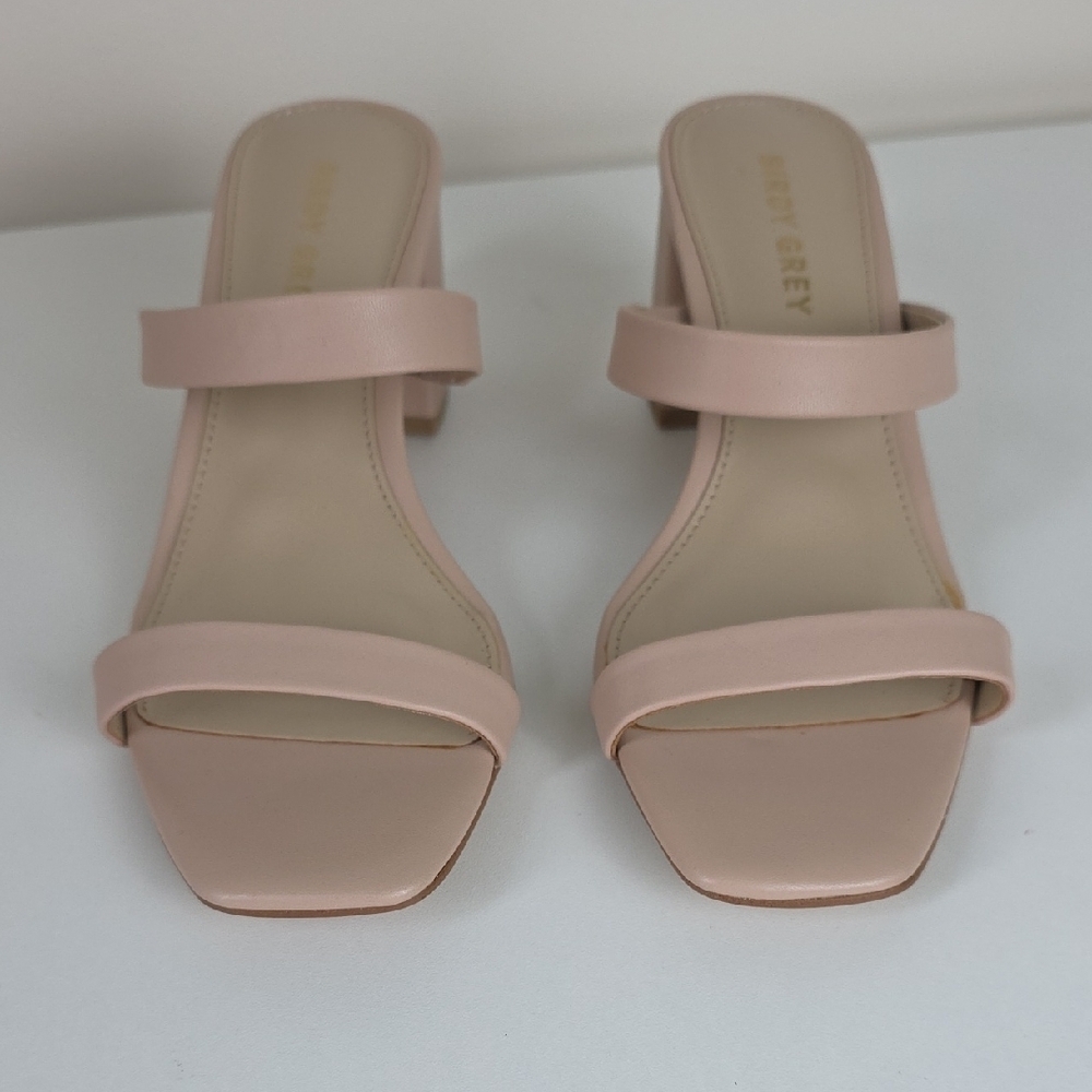 Birdy Grey Soft Pink Strap Heels. Size 7